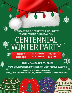 green background, snowflakes and Santa Hat